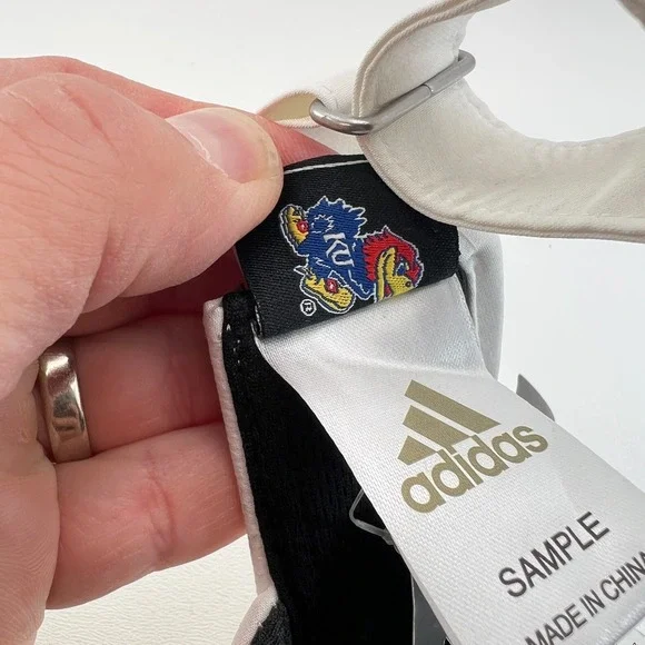 Kansas Jayhawks Adidas Aeroready Coach Sideline White OSFM Visor Hat Cap NEW - Picture 12 of 12